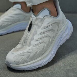 Hoka White and Gray Running Shoes
